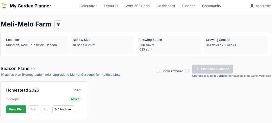 Main planner dashboard interface